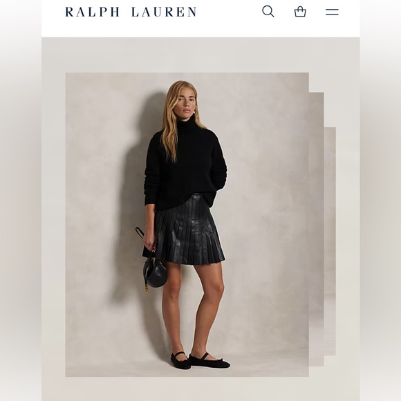 NWT Polo Ralph Lauren Knife-Pleated Lambskin Miniskirt - Picture 5 of 17